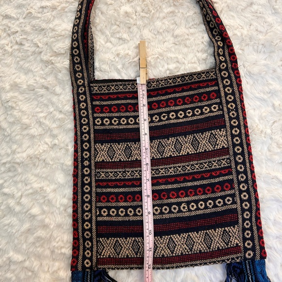 Handwoven Thailand Elephant Crossbody Bag - Red & Teal - Picture 7 of 12